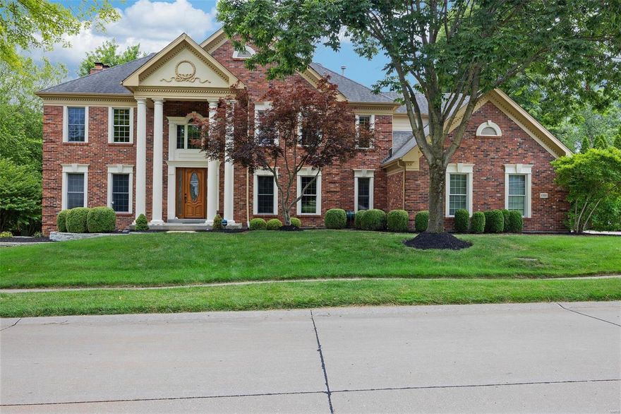 Entertain poolside in your own backyard resort at this stunning exec estate home in the premier Greystone of Chesterfield. 5700 square ft on a lush, private, premium lot backs to trees w/ sparkling pool, fountains, slide, waterfall + wading pool for sunning or relaxing.  Vast 20 ft ceiling in the foyer, job finished wood floors, main floor office, expanded chef’s kitchen w/ 6 cm granite counters + huge island w/ seating. Dacor and KitchenAid appliances incl. 2 dishwashers. Light-filled hearth room w/ views.  Enjoy evenings in the w/o basement w/ custom bar, grab a bottle from the 1,000 bottle wine cellar plus cozy stone fireplace, pool table area and spa bath w/ steam shower.  The 2nd floor boasts 4 bedrooms incl. huge master suite w/ coffered ceiling and posh spa bath w/ built-in vanity + his and hers closets. 3 more bedrooms, 1 en-suite and 2 share a shower/tub (jack-n-jill),  all w/ walk-in closets. Upgrades incl. sound system + tankless H20 heater.  Walk to Chesterfield Elementary! Additional Rooms: Wine Cellar