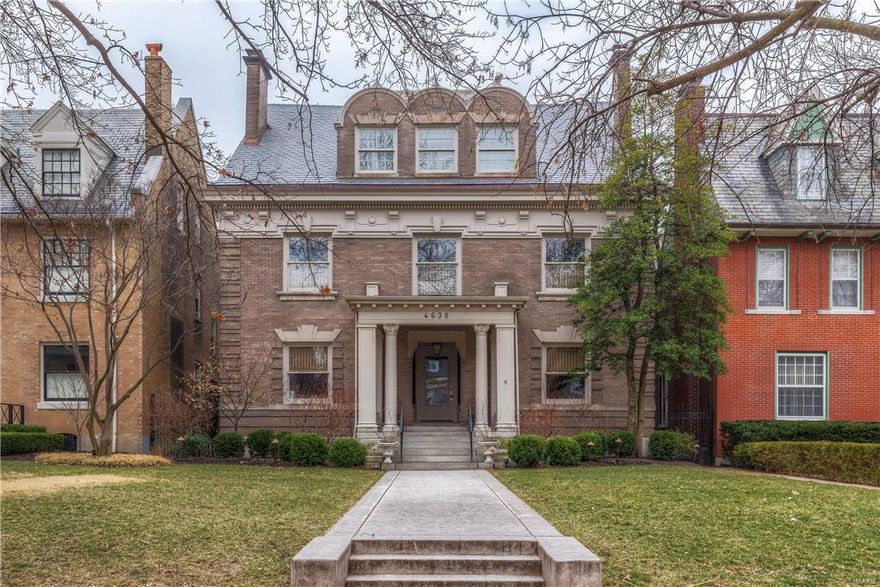 Sold at premiere! ENORMOUS INTEREST! Contact agents re: BACK UP OFFER.   You're a believer in the best outcome! Without a doubt, this is the culmination of your DREAM HOME and STL's finest location becoming available. Stunning renovations married to the apex of Old World architecture have produced a residence both regal  and move in ready. This is a unique opportunity to purchase 2 magnificent structures for 1 low price (Manse and Carriage House)  If thought of in this manner, there is no better value in the Central West End. The home has the most desired and walkable address in STL!  Out your back gate to Restaurants, Bars, Museums and Boutique shopping. Only a quick jog to Forest Park. The Residence is gracious with a casual elegance and wide open spaces. Recently remodeled kitchen/hearth room with tremendous porch overlooking an English Garden and guest home. Master bath sits like a tree house with a full southern exposure and will convince you daily you're in a grand hotel.