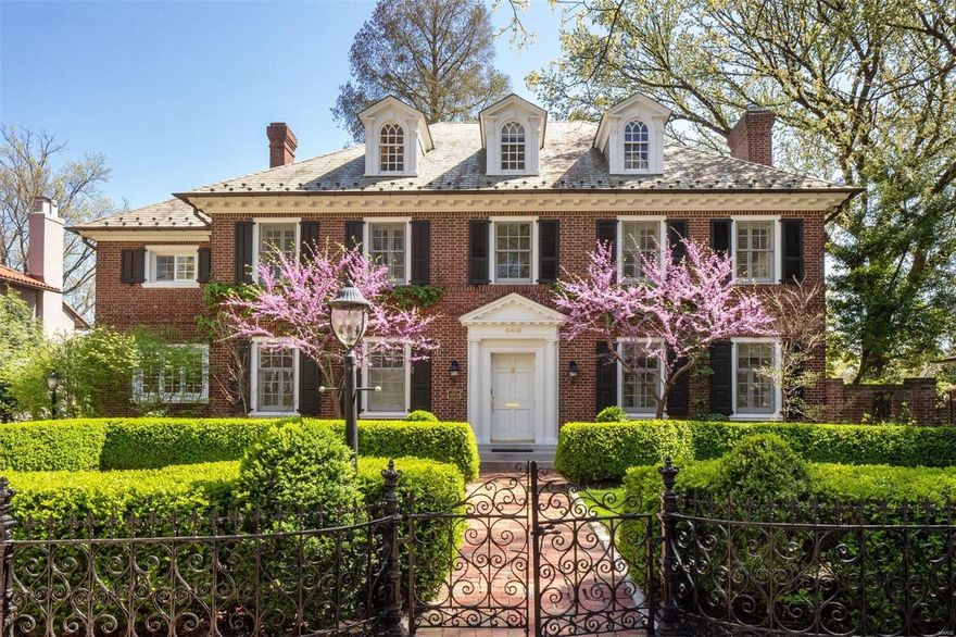 Celebrate this holiday season in one of Clayton's finest homes. A treasure to be enjoyed by all your loved ones. Located in Clayton’s Wydown-Forsyth District, this Georgian Home designed by LaBeaume and Klien and recognized on the National Registry of Historic Places, is sure to exceed your expectations. The home has just been painted a light and warm shade of white which allows for any style of interior finish. Every room offers high ceilings, abundant natural light and the finest in appointments and finishes. Open floor plan with a circular flow highlighted by the glass conservatory overlooking the exceptional gardens and a 100-year old Bald Cypress. The manse is effectively new with nearly all major systems replaced. Kitchen and baths rehabbed in the last 6 years. A historic beauty but enjoy the fact that it will live like a newer home. Private gardens, immediate access to Forest Park and Wash U! Electric charger in garage. Daylight LL ready to finish. Office could be a 5th bedroom.