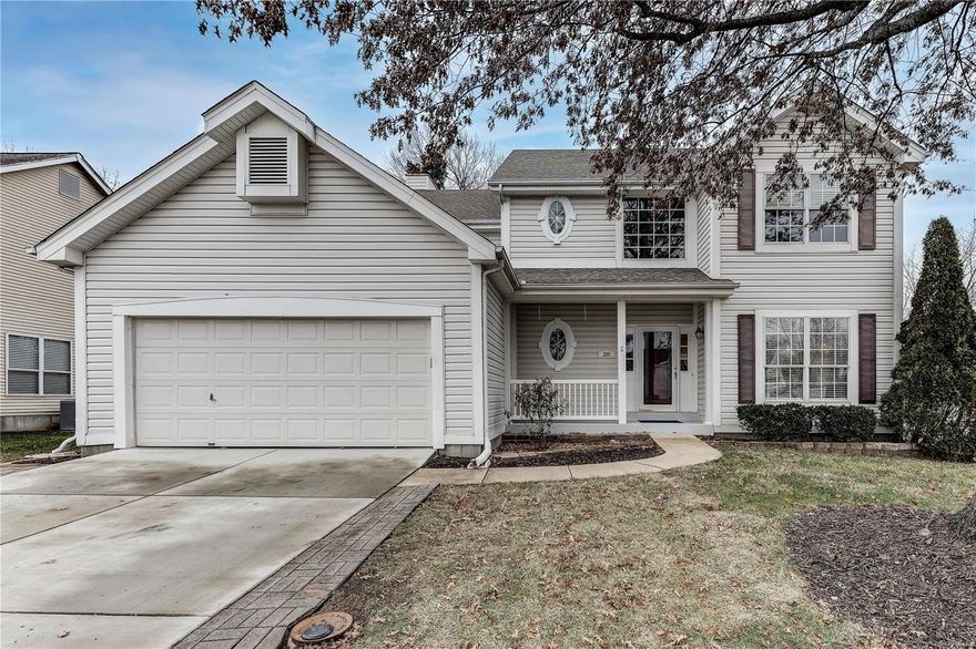 Well maintained 4 bed/2.5 bath 2 story home in Rockwood School District.  Located on a quiet street in Cherry Hills Meadows it features a cozy covered front porch leading into the 2 story entry with wood flooring.  Main floor features a living room that flows into a dining room off the kitchen and a family room with wood burning brick fireplace.  You will love the convenient first floor laundry and half bath.   Kitchen has granite counters, bead board backsplash, walk-in pantry and breakfast room with sliding glass doors to fenced in backyard.  Upstairs the master suite has a walk-in closet and ensuite bathroom with dual sink vanity.  The separate soaking tub and large shower complete the master bathroom. Upper level offers 3 more sizable bedrooms with lighted ceiling fans serviced by a full hall bath.  Recreation/office area in partially finished lower level great for working from home.  Home warranty in place. Additional Rooms: Mud Room