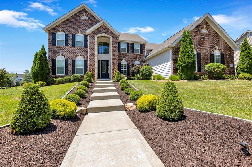 Welcome to 1049 Arbor Grove Court. Stunning 4 bedroom, 4.5 bathroom residence greets you with brick and stone facade, lush landscape and offers over 5,300 sq.ft. of living tucked on a .586 acre lot. Step into the grand foyer, flanked by formal staircase and elegant dining that flows into the two story great room with window wall and gas fireplace. Transition into the light filled breakfast room and gourmet kitchen, boasting custom cabinetry, large center island, stone counters, SS appls. and walk-in pantry. Expansive primary suite with luxury ensuite bath and walk-in closet, as well as a laundry room, complete the main level. Upstairs find 3 spacious bedrooms, 2 full baths and a large bonus flex/room. Lower level includes additional finish, including a rec. space, full bath, sleeping area and ample storage. The level, fenced backyard is perfect for relaxing - paver patio with custom pergola. 3 car garage, Rockwood School District, prime location with access to Chesterfield amenities!