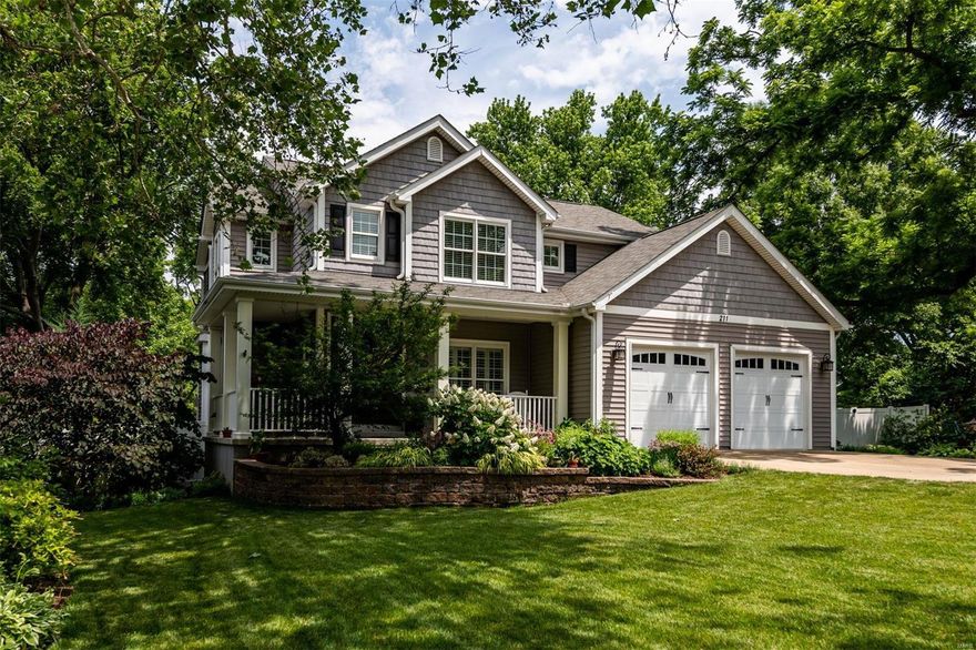 Stunning landscaping and a massive yard set the stage for this lovely Kirkwood home. Inside, you will find light-filled rooms, quality craftsmanship, 9 ft ceilings, and the floor plan buyers are seeking. Entertaining is a cinch in this home with an eat-in kitchen featuring a center island, SS appliances, and a walk-in pantry all of which open to a family room with built-ins and a separate dining room. Upstairs is a large primary suite complete with a bathroom that includes a double vanity, a large shower, and a soaking tub.  Three additional bedrooms share a hall bath. A 5th bdrm, full bath, and rec room are in the LL. The real fun begins when you exit through the back door onto the covered deck that overlooks an outdoor oasis. A free-form pool with fountains offers a reprieve from STL summers while the outdoor fireplace will keep you toasty warm in the cooler months. Year-round serenity! Irrigation, 2nd-floor laundry & Kirkwood Schools.