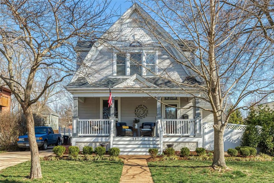 Location, Location, Location!! Walk to all that Kirkwood offers, shops, restaurants, the farmers market!! Welcome to this gorgeous, completely renovated 1.5 story home, located just steps from downtown Kirkwood! This spacious, elegant home features impressive millwork, lovely stained-glass windows, gleaming wood floors, and abundant natural light. Main floor highlights include the gracious gourmet kitchen with custom cabinets, breakfast bar and eating area, stunning dining room with fireplace and pocket doors, large living room and family rooms, luxurious master bedroom suite plus the main floor laundry that is being used at a closet.  The laundry hook ups are in place.  Four additional bedrooms, two full baths and a laundry room complete the second floor. An attractive deck off the family room, fenced yard and recently remodeled three car garage grace the backyard. The outstanding location plus the beauty and quality of the home combine to present a wonderfully unique opportunity!