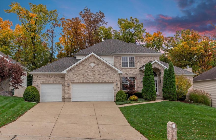 This executive style 1.5 sty brick front home that backs to woods is just what you have been waiting for! 4 bedroom – 3 upstairs & the master retreat on the main floor with a luxury bath that features separate sinks & awesome closet space The main floor has all hard surface floors, Bruce Hardwood Floors are in the master bedroom, great room & dining/office that were just installed in October of this year, the others are ceramic tile. The owner of this home had an extensive travel schedule, so the home has barely been lived in – it would be a challenge to find a 15 yr-old home that shows less wear than this one! Fabulous floor plan with atrium 2 story great room that is open to the kitchen & bayed breakfast area. This well-kept home offers you style & function with features such as a sculptured ceiling in the dining/office, crown molding, gas fireplace, newer irrigation system, large main floor laundry & of course the 3 CAR GARAGE. Located on a quiet cul-de-sac street of only 11 homes!