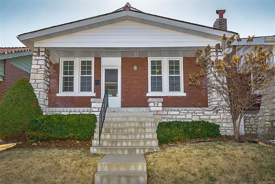 Crisp and Clean 1 Bedroom Bungalow with a Bonus room that's perfect for an office. Open floor plan where the living room and dining room flow seamlessly together, creates a space that will accommodate family gatherings, yet quaint enough for enjoying quiet nights at home. Large bay window with custom made cushion provides a quaint nook to sit and read a book, or enjoy your morning cup of coffee, while the natural sunlight floods the room. Beautiful kitchen has been updated with lots of cabinet and countertop space, built-in microwave, SS fridge, plus a pantry. There's also a breakfast bar, and pass through to the dining room. Bathroom has tiled shower surround, pedestal sink, new light fixture, linen closet, and wainscoting for that added touch. Bonus room off of the kitchen provides that extra space for whatever use meets your needs. The backyard is fenced and has a 1-Car parking pad. Home has newer windows, aluminum fascia and soffit, & recently tuck-pointed.