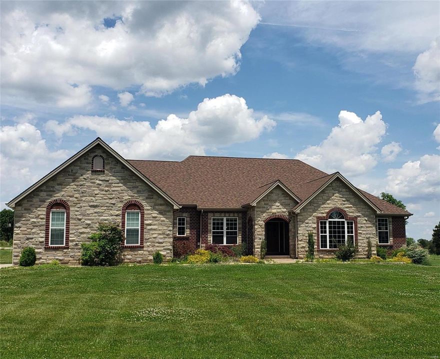 Exquisite, Gated Entry Estate w/Custom Ranch Home w/6146+/- Finished sq ft on 13.23+- ac Setting Featuring Glass Enclosed Porch w/Outdoor Kitchen, Inground Pool, Hot Tub, Outdoor Kitchen, Stocked Lake & 285x60 State of the Art Steel Building w/3600sq ft of Office Space & 3600sq ft Mezzanine Overlooking the 13,500sq ft Warehouse Area w/2 10x18ft Garage Doors. The Home Features Massive Great rm w/floor to Ceiling Gas fp & Vaulted Ceiling, Chefs Kitchen w/Custom Cabinets w/Some Glass Fronts & Wine Rack, Granite Counters, Double Oven & Induction Stove, Cathedral Ceiling Breakfast rm, Separate Dining w/wood Floors, Office w/ Built ins. French Doors Lead you to the Owners Suite w/Coffered Ceiling & Triple Bay Window, Dual in Closets, Custom Walk-in Shower w/Body Sprayers, Jet Tub & Dual Sinks in the Owners Bath, 2nd Bedroom is a Second Owners Suite w/private Full Bath. Lower Level Features Massive Rec Room, Wet Bar/Kitchen Area, Media Room w/Theatre Seating, 2nd Office and Hidden Safe Room. Additional Rooms: Sun Room