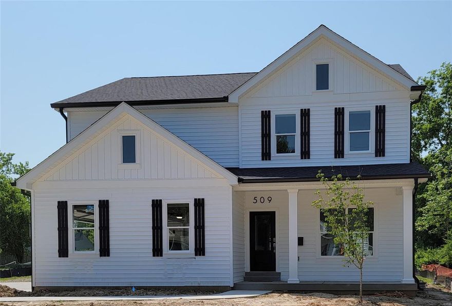 TBB- This EXCEPTIONAL NEW 2 story Lewis Built Home will sit on OVER 1/2 ACRE lot. It backs only to trees with a large yard! 2 car side entry Garage + 1 car detached Garage with circular driveway for extra parking. Hardwood floors on 1st floor & 2nd floor Hallway. Very open floorplan with Kitchen, Breakfast Rm & Family Rm across the back of the house .Kitchen opens to a Sunroom that walks out to a Patio .Family Room is trimmed w/custom Mantle & Bookcases & walks out to the Patio. Kitchen has custom cabs, granite counters, SS applces.,HUGE custom island w/5 seats + W-I-Pantry. Mudroom(dump zone) w/4 lockers. Master suite has 9' tray ceiling, Master Bath w/dual vanities, oversized Shower w/seat. Master closet by STL Closet CO.2nd floor Office. Secondary bedrooms have Jack n Jill  bath and an Ensuite bath. Finished LL with Rec Room. 5th bedroom and full bath.9' pour,9' 1st floor. This large lot could have a POOL or a wide variety of floorplans!!! Easy walk down Taylor to downtown Kirkwood! Additional Rooms: Sun Room COOL: 14 SEER+