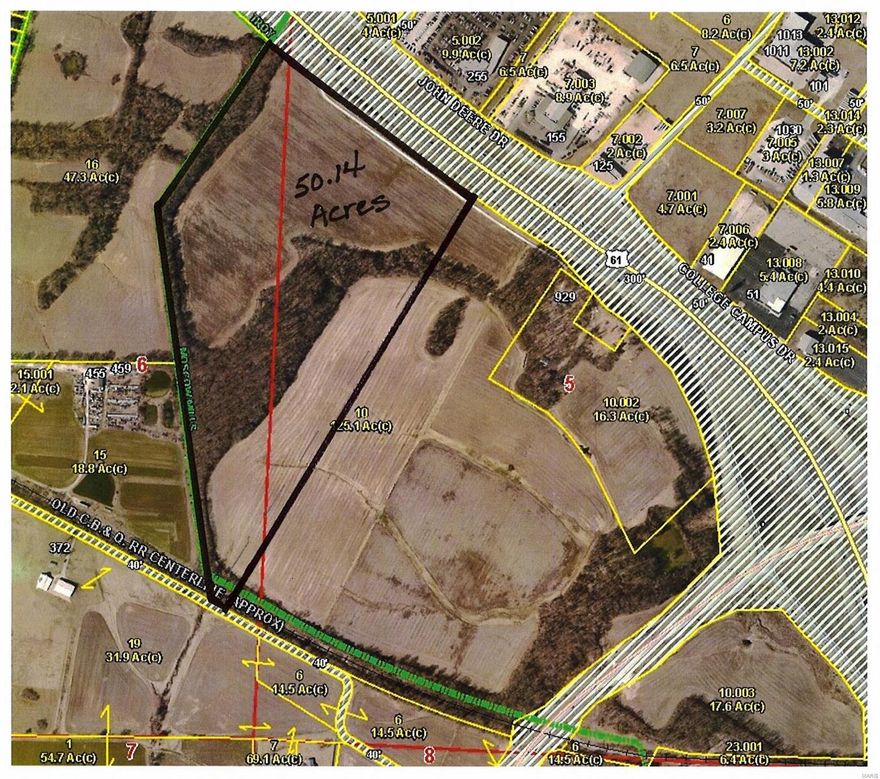 INVESTOR/DEVELOPER SPECTACULAR OPPORTUNITY!  50.14 Acre m/l tract located in the city limits of Moscow Mills with frontage and access on Interstate Highway 61.  If you're looking for high visibility and great accessibility, this is a no brainer!  Being zoned C-4, this property has unlimited possibilities.