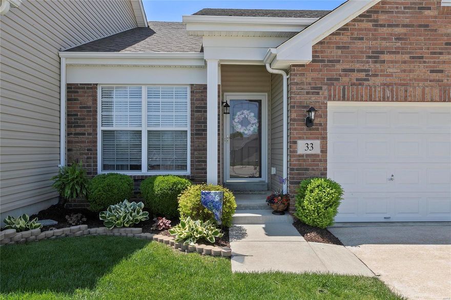 This gorgeous villa is the best middle ground between a house and an apartment. The exterior is maintenance free including landscaping. No more cutting the grass in the heat of summer! This updated villa offers vaulted ceilings, beautiful hardwood floors throughout the main floor, fresh professional paint, 200 amp electrical service, and a floor plan that maximizes space and comfort. The kitchen is a cooks dream offering upgraded cabinets and granite countertops and all the appliances are sleek and stainless steel including a new dishwasher and garbage disposal, adding to the modern design. The dining room flows from the kitchen allowing abundant space for meals and entertaining, along with a view of the gorgeous, green yard with a newer deck, patio, and newly installed lawn sprinkler system. The main floor master has beautiful wood floors, and a private bath conveniently next to the main floor laundry. Upstairs, you will find 2 more bedrooms and a large family room. Location: Detached, End Unit, Ground Level