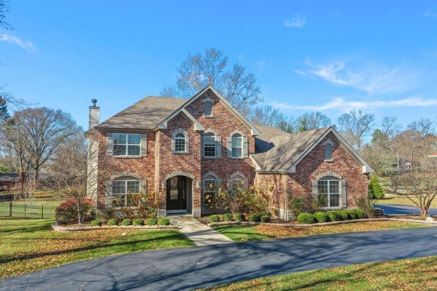 Open House on Sunday! New Price! Moving to this Elegant and Stylish 1.5 Sty house located highly sought-after residential area. near St Louis top hospitals, Modern and Open floor plan, the entry leads to a formal DR and office, 5 beds/4.5. Baths. One Acre level lot!!  2 story great room with wall of windows providing abundance of natural light,  2 fireplace (GR and Hearth room), build in bookshelf, Granite counter top 42" custom designed cabinets , 6 burner gas cook-top w/ Vented hood, walk in pantry. Luxury Master bedroom(20x17) with coffered Ceilings, bay window, custom designed closet. luxury Master Baths with double bowl Vanity. level backyard with two patio. New fenced and professional landscaping. sprinkle in-ground systems cover whole yard, 3 set Zoned H VAC and AC. Stainless Appliances, totally finished basement, including: Media room and Bedroom, recreation room and Game room /Office , Bonus Room... easy access to Hwy270,Hwy 40  and Hwy141.  Must see and you will love it.