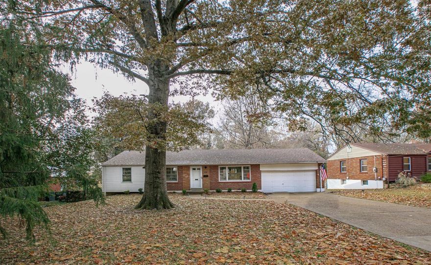 PRICE REDUCED! - Brick Ranch, updated kitchen w/ granite countertops, Chic metal backsplash, Two-tone cabinets with a kelly green splash, Stainless steel appliances and stainless steel prep-table can double as an island. Living, Dining rooms have California style decor- including blonde hardwoods and a stain glass chandelier, Bedrooms are also updated and tastefully decorated, Bath has new vintage ceramic floor tile. Floors are all hardwood w/some carpets + ceramic. Electrical 220 service panel update, Some newr Plumbing, Roof with 70% life left, New'r furnance. Lower Level boasts a perfect studio and rec room (or whatever suits you).  A large two (2) car attached Garage.  Easy access to transportation, schools, shopping, Metro-link and more.  Fenced yard (77' frt. X 130' deep) w/over 1/2 ac. wooded privacy. READY FOR YOU TO MOVE IN!