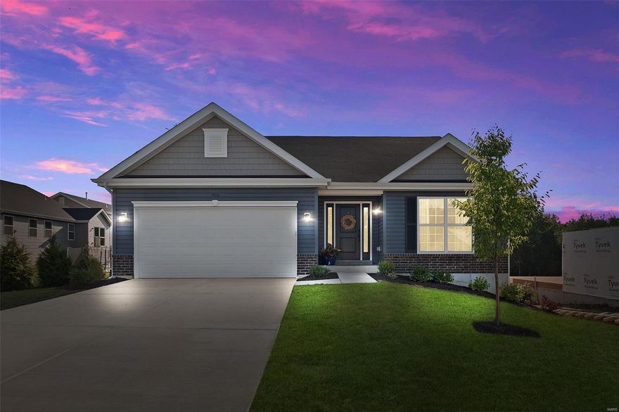 Don't miss out on this brand NEW stunning 3 bedroom ranch in Wentzville! The inviting open floor plan welcomes you in with lovely neutral carpet & paint throughout. The vaulted ceilings in the living room continue through to the breakfast room & kitchen. Cozy up with your morning cup of coffee at the center island breakfast bar. The sleek & modern kitchen will have you swooning over the gorgeous Cambria countertops, slate gray appliances, & brilliant lighting! The spacious master bedroom features a luxurious bathroom with dual sinks, separate tub & shower, and walk-in closet! Convenient main floor laundry room! Two more bedrooms & bathroom on the main level! The walkout lower level is just waiting to be finished to suit your needs. The private backyard backs to trees and is the ideal place to entertain family & friends for those summer cookouts or crisp nights around the fire pit! Wentzville (Holt) Schools! This NEW home has many builder warranties that still apply! Come see it today!