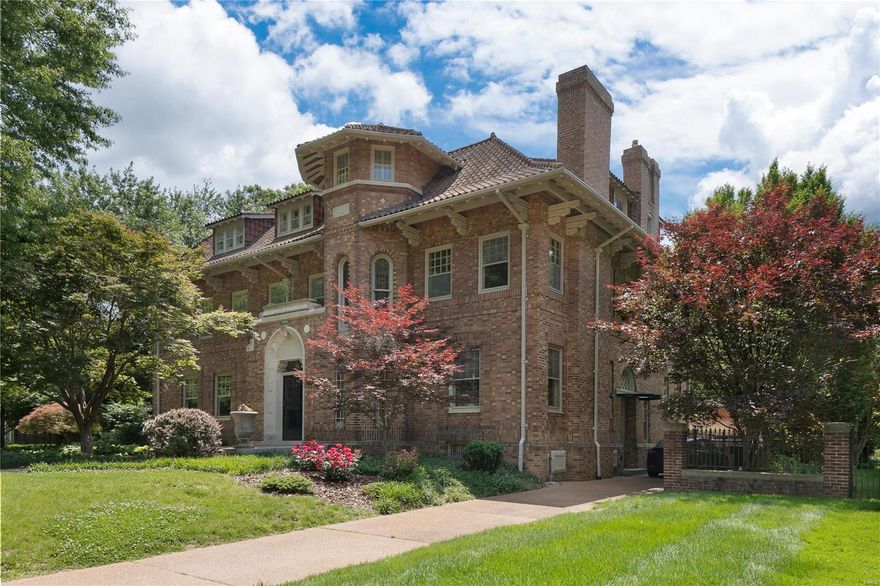 Designed by the prestigious architectural firm Hellmuth & Hellmuth, this 1915 Italian Renaissance-style residence features exquisite architectural detailing both inside and out. Highlights include highly detailed fireplace mantels w/ marble surrounds, elegant crown molding, wood paneling & wainscoting, original leaded windows, lighting fixtures & beautiful hardwood floors. This home has been sensitively updated w/ newer bathrooms, an updated eat-in kitchen w/ custom cabinetry, granite countertops, stainless appliances & recessed lighting. The third floor has been recently painted & carpeted. A large covered porch overlooks a private rear courtyard & pool surrounded by bluestone pavers and professionally landscaped garden creating a peaceful and private oasis. A three-car carriage house w/ second floor guest quarters provides additional living and storage space. This home is located on a premier and historic private street close to Forest Park, restaurants, shops and medical centers. Additional Rooms: Sun Room