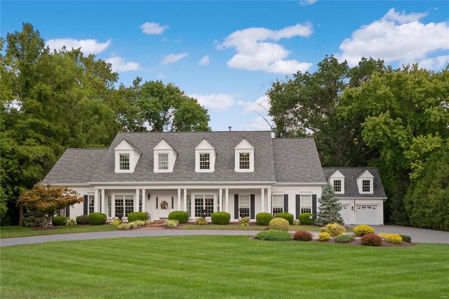 Welcome to this stunning Cape Cod situated on an incredible 1+ acre lot in prime Frontenac location. This meticulously maintained property boasts a gorgeous foyer that opens to a light-filled formal living rm w/ gas FP & floor-to-ceiling windows. The foyer also leads to a handsome office w/ built-ins, elegant dining rm w/ beautiful moldings, powder rm and a spacious main floor primary bedroom suite. The eat-in kitchen has a separate Butlers pantry/service area, beautiful vaulted ceilings & opens to an inviting hearth room-overlooking the park-like, private backyard. The kitchen also leads to the main floor laundry, 2nd powder rm & attached 2-car garage.  Upstairs you will find another huge bedroom suite and 2 more BRs adjoined by a Jack-and-Jill bath. The finished LL has a rec room, workout room, full bathroom and unlimited storage space. Other notable features include newer aggregate circle drive, another detached 2-car garage, newer systems, roof & patio, & professional landscaping. Additional Rooms: Mud Room