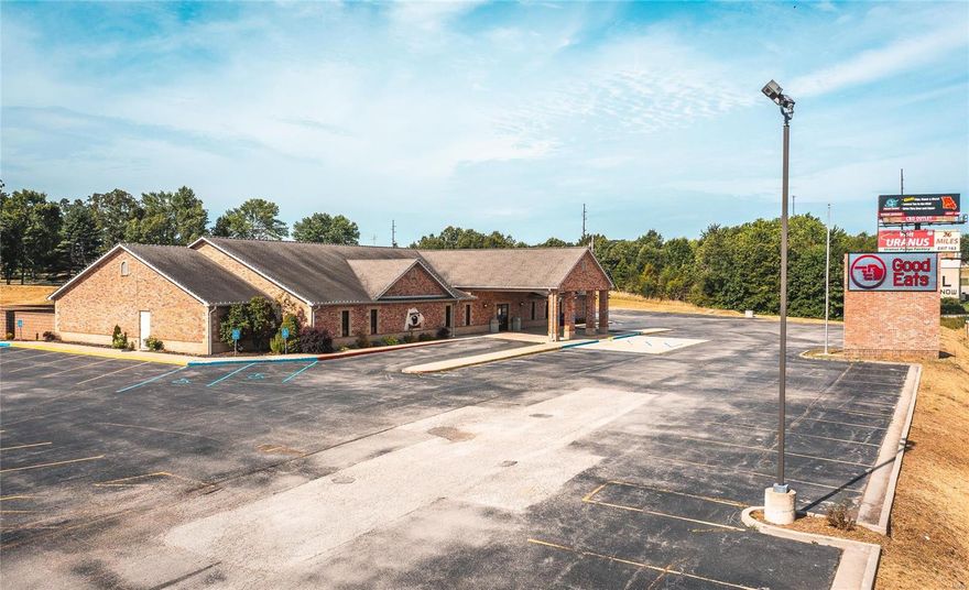 Exquisite steakhouse on I-44 with 15,900 m/l sq ft of operational space. Thriving for over 15 years, this establishment has enticed both local residents and out of state visitors thanks to its prime location and a significant traffic count of 30,000 cars per day. The interior has a warm ambiance, beautiful décor and an indoor water fountain, fireplace and seating for 350 guests, plus 5 private banquet rooms for events. The exterior has a beautiful patio with outdoor seating, an asphalt lot with plenty of parking, a large programmable double-faced LED sign with great visibility from I-44 and is located just 1 mile from exit 189 on 5 m/l acres. This property also has the potential for many other uses such as a church, meeting hall, community center, health center and more! The Seller has enjoyed the many years he has put into the success of this beautiful restaurant but is ready to retire. Must see! Equipment not included. Owner financing available for up to $250,000.00. Location: Hwy/Interstate Frntg