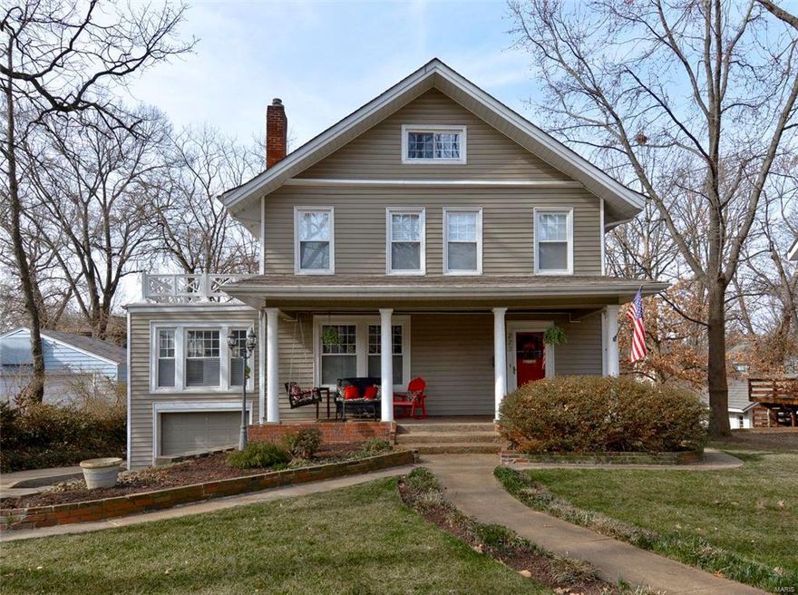 The heart of Webster Groves! Artfully updated, lovingly restored-from the classic front porch and gracious foyer to the cozy third floor studio and bedroom, the charm of this wonderful home is hard to match. Architect owned, all updates are very high quality. Kitchen has center island, cambria quartz counters, newer appliances and great design including full pantry with sliding barn door entry. Dining and family rooms have coffered ceilings and are updated with new custom wainscoting to match the original. Back wall has been opened to lead to large deck with custom pergola, stepping down to large flat yard. Three full baths- one on the first floor! Three bedrooms on second floor include custom built-ins, huge closets and master suite with new full bath and second-floor laundry. Third floor is a fantastic hideaway with large fourth bedroom and office. 9’ ceilings, two fireplaces, zoned A/C, attached garage, and one of the most walk-able neighborhoods in St. Louis!