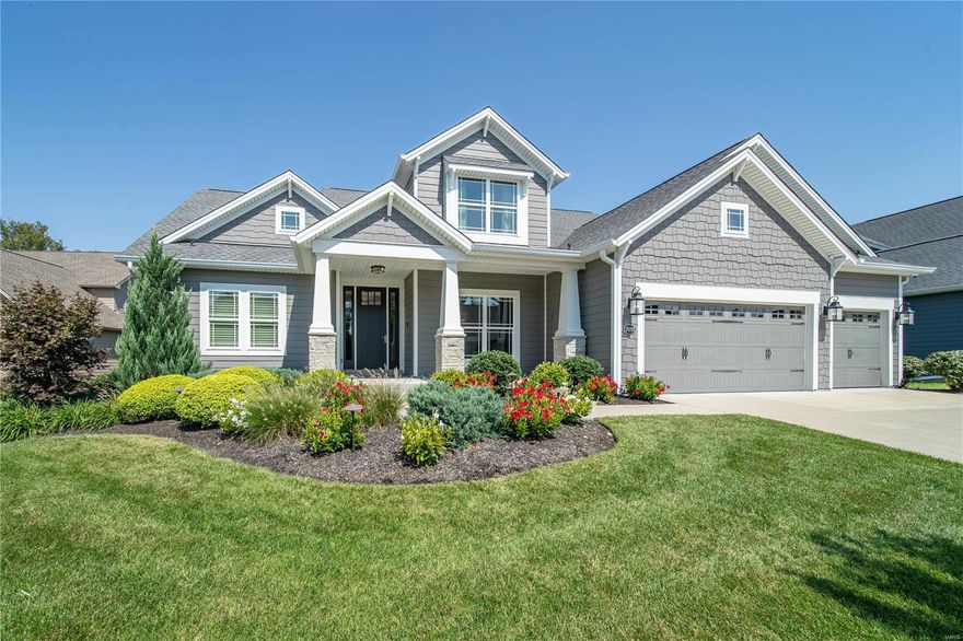 This stunning home will be love at first sight! The great room features big, bright windows & a stone fireplace. The spacious kitchen has a large center island, stainless appliances, double ovens, pantry, & breakfast room. The separate dining room offers more space for formal meals. The elegant sunroom leads to the patio tucked into a private & lushly landscaped nook of the backyard, the perfect place to enjoy your morning coffee. The main floor primary bedroom suite is an oasis to retire to at the end of the day with a coffered ceiling, full bath with a separate soaking tub, two vanities, & plenty of closet space. Upstairs you’ll find a versatile loft area, three additional bedrooms & two full baths. The lower level is ready to finish to your taste—an egress window & rough-in give you a head start. A full-house water purification system, built-in sound system, & finished 3-car garage add extra touches of luxury. Fridge, washer & dryer stay with the home for your convenience.