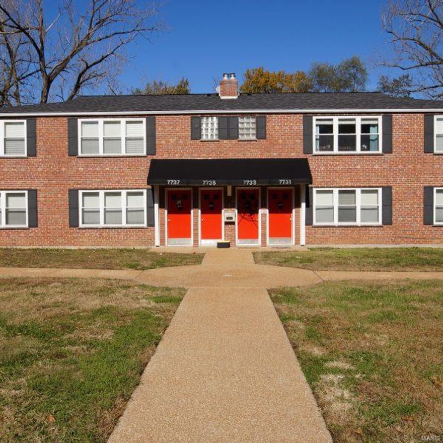 Entered for comparable purposes. Complex includes 24 units on 1.6 acres comprising 6 separate buildings each with 4 apartments. Includes 20 three bedroom, 1 1/2 baths and 4 two bedroom, 1 1/2 bath apartments. All include a master bedroom with 1/2 bath. These large brick buildings all have pitched roofs, central air with newer condensers, newer vinyl windows, off street parking. Located approximately 1 mile from Clayton and 2 miles from Washington University and the U City Loop.