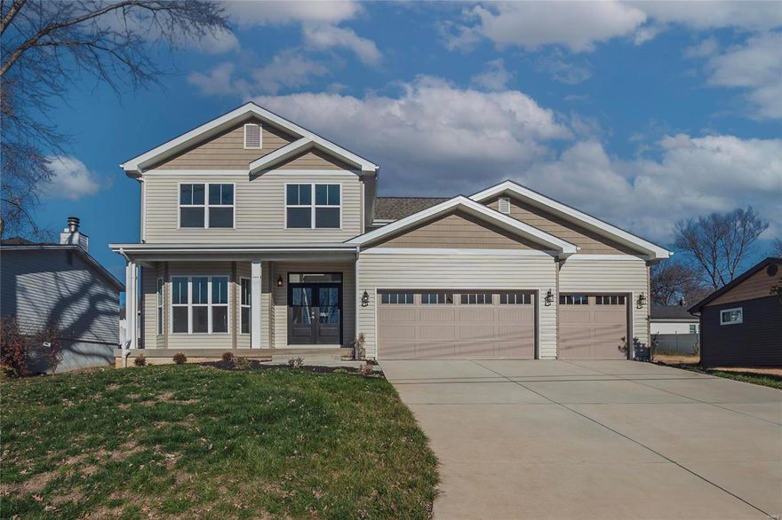 Beautiful, new construction home, located in highly desirable Ladue School district. This beautiful 5bd /3.5ba, 3-car garage home is airy & bright. Tons of natural light greets you upon entry. The open floor plan is perfect for entertaining. Kitchen boasts oversized center island, 42" custom cabinets, gas range, hood, & stainless steel appliances. Cozy up in the living next to the gas fireplace. Main level owners suite has separate jacuzzi tub & shower. You can enter the patio from both the living room & the owners suite. Such a great place for you to start or end your day. Upstairs you will find 4 great sized bedrooms with walk-in closets plus 2 full baths. Builder upgraded the trusses so there are no poles in the basement, it's completely open making design option endless. 90 gallon hot water tank & 2 sump pumps are just added bonuses. Seller providing a 1- year home warranty.