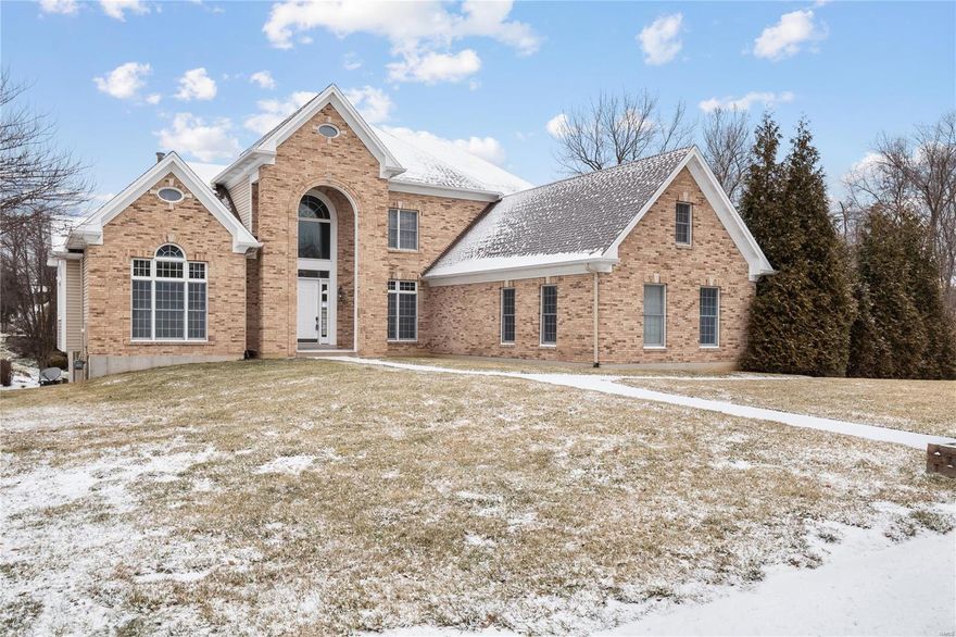 Luxury home in the HIGHLY coveted Questover Place subdivision located near Hwy. 270 and Olive in the heart of Creve Coeur. This beautiful 1.5 story home sits on a large corner lot and belongs to the original owner who had it custom built in 1996. Enter in through the entry foyer and notice the expansive floor plan and towering 20 ft. ceilings. With over 4,400 sqft., this home features a large main floor master suite with 2 walk in closets and master en-suite, open living area that flows elegantly into the kitchen and hearth room area, walk-in pantry, butler's pantry and main floor laundry round out the main level. Upstairs you'll find 3 secondary bedrooms - 2 with jack-and-jill style bathroom and the 3rd bedroom has its own dedicated full bathroom. The massive walkout basement is roughed in and unfinished just awaiting new finishes! New paint throughout (01/2023). Seller is offering flooring allowance and 1 year home warranty at closing.