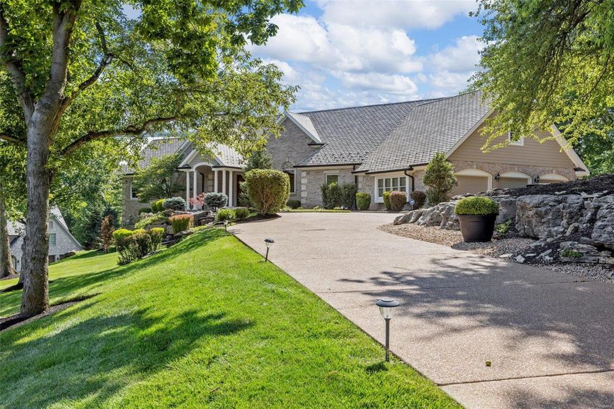 Stunning custom atrium ranch nestled in the hills of St Albans! So many quality upgrades including full brick elevation, beautiful landscaping, beautiful hardwood flooring, tray & coffered ceilings, custom millwork, plantation shutters, amazing spacious master suite includes custom cabinetry, gorgeous tile floors & shower, private deck overlooking the breathtaking one acre back yard & 17th fairway of one of STL's most prestigious golf courses. Home boasts over 5600 sf of living space featuring an open concept w/tons of natural light, main floor master, inviting 3 seasons room, bay windows, chefs kitchen with center island, stone tile backsplash, custom cabinetry, butlers pantry, premium appliances, planning desk, built in bookshelves, office area & so much more. Spacious main floor laundry, huge overside side-entry garage, zoned HVAC, w/o lower level, three bedrooms in LL, one with private bath. St Albans is truly a one of a kind community you will want to call home! Additional Rooms: Sun Room