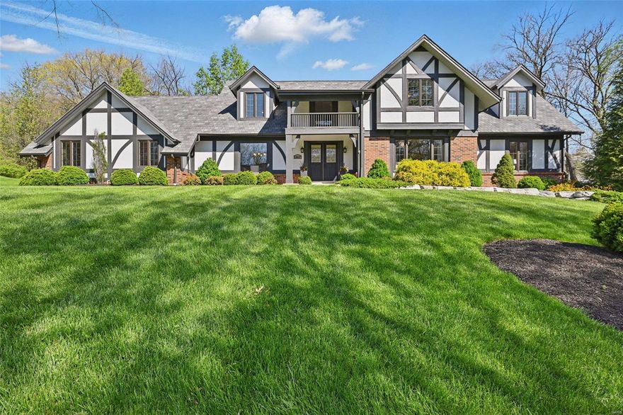 Experience refined living in this 1.5 story residence, gracefully positioned on a .989 acre lot in Town and Country.Just a short walk into Queeny Park and close to major highways, this property blends serene surroundings with premier access to the St. Louis metro area. Ideal main floor primary suite redesigned for ease and comfort featuring a large walk in plus addtl closet, sep tub/whirlpool, granite, custom cabinetry. 4 bedrooms and 2 full baths upstairs along with addtl laundry space.  Main floor vaulted great rm with floor to ceiling fireplace and beautiful hardwoods. Entertain w/ease at the wetbar feat a Sub Z ice maker and 3 zone bev fridge.  L shaped living rm w/seating area near fireplace and large picture window. Cook and create memories in the kitchen featuring upscale appliances, granite countertops,42 in cabinets.  Adjoining breakfast room is light and bright, also has an excellent view of the yard.   Walk out basement, roughed in and ready for whatever your plans may be.