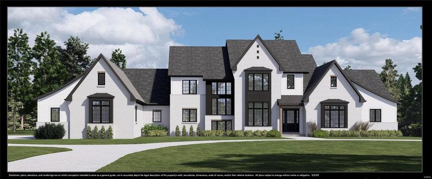 Build your dream home on a 2-acre lot in Town & Country with Kemp Signature Homes. The Telluride model offers modern farmhouse architecture with 5,700 sqft living space, (4) beds, (4) full bths, (2) half bths, outdoor living, hearth, great room, and luxury master with spt his/hers closets. Finished lower level with 1,750 sqft of finished space and a rec room, wet bar, bedroom, and full bath is optional. The purposed home can be repositioned to front along Chatsworth Place Dr. for privacy. Partial walkout foundation allows for a pool, sports court, or putting green. Based price includes the lot although builder prefers lot to be sold separately (see MLS #23006157 for pricing). Other floor plans and options are available. Completed Home Photos are of Westchester IV, not Telluride. See feature sheet and floor plan for more information. Please do not walk this lot without approved appointment home is occupied.