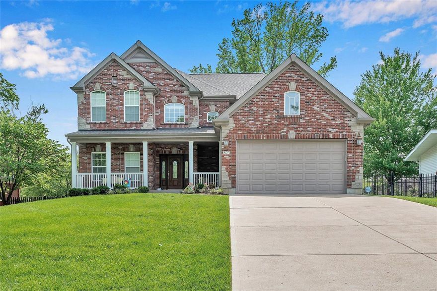 GORGEOUS custom built 2-story on private, level, fenced lot in Ladue Schools. Wood flooring through most of home w/9ft main & upper level ceilings. Property backs to newer development & enjoys a large slider door off kitchen opening to private deck (30X16) for morning coffee or afternoon wine in privacy. Kitchen boasts 42" maple cabinetry, ceramic tile flooring, breakfast area, center island, granite counters & SS appliances. Family Rm w/gas FP & wall of windows overlooks backyard. DR w/coffered ceiling welcomes family gatherings or private dinners w/friends. Den/office space is a necessity for work or schooling in today's environment. 4 large bedrooms on 2nd level w/master suite including his/her closets, Over-sized shower, whirlpool tub & double sinks. 3 bedrooms w/walk-in closets, one full Jack 'N Jill bath plus one additional en suite w/full bath. Unfinished LL w/rough-in. Sprinkler system, 2-car garage & large main fl laundry. ROOF NEW IN 2019. Next best thing to new construction!