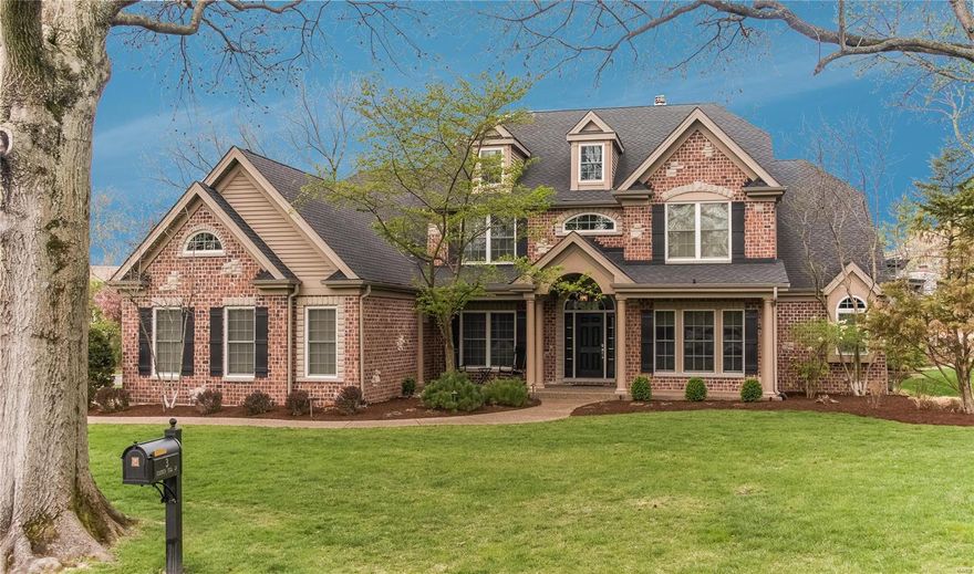 This SPECTACULAR Classic home with many recent improvements & renovations in 2023, is located on desirable tree-lined, HH Lane. Newly finished hardwood floors throughout the main level. Updated expansive Chef's kitchen. Kitchen divides hearth room and great room, both with gas fireplaces & beautiful view of the back outdoor living space! Get the feel of a mountain outdoor setting with heated pavilion, gas fireplace, fountain, bar & cooking station, patio with mature evergreens create a private refuge. Handsome wood paneled office with built-ins. Primary bedroom suite on the main level. Upper level - 3 large bedrooms, Jack & Jill Bath & 1 private bath., Raised bonus/recreation room on the 2nd floor. Lower level (2011) with full bath, 5th bedroom/office, exercise room, theater area, game room, renovated in 2023.  Must see the extensive list of recent upgrades, special feature& renovations. Ladue Schools. Short walk to Stacy Park. Close to airport, Clayton, Hospitals. Great location!