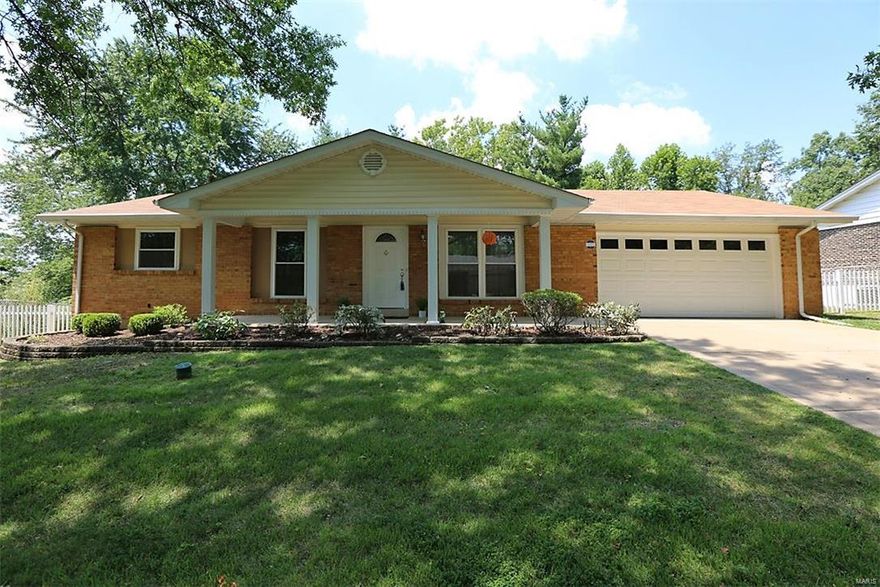 Welcome home to a meticulous, ready to move into 3+ bedroom with a completely maintenance free brick exterior, on a private, expansive, fenced lot backing to common wooded ground.  This home features a large deck off kitchen which opens to the family room with a raised brick hearth gas fireplace and the kitchen has stainless steel appliances with Durastone flooring. Finished lower level walk out to patio, includes a large rec room, laundry and storage room, a full bath and an optional 4th bedroom or entertainment area. Convenient Chesterfield location close to Parkway schools, shopping and parks. Recently updated: HVAC, garage door and opener, retaining walls and landscaping, some windows, water heater and six panel doors, decking, stainless appliances, concrete driveway/patio.  Recently reduced and highly motivated seller!