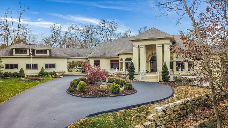 Custom designed home overlooking 16th green/17th tee at Sunset Country Club. During prohabition, Eberhard Anheuser & Augustus Busch tried to gain entry into St. Louis Country Club, only to be denied because of prohabition due to manuf. alcohol. So they created Sunset CC. AB house stands next to this house today, across the golf course is another home that Busch built. In this yard the Anheuser's hosted parties along w/ skeet shooting. Incredible history, their stone built fireplaces still stand on the property today. CUSTOM & UNIQUE floor plan w/ an abundance of natural light, high ceilings, floor to ceiling windows & views t/o of the large in-ground SW pool & golf course. EXCEPTIONAL features incl., 4 car garage, divided bdrm. floor plan, library, office, sound proof music room, exercise room,hot tub,sauna, fin. LL W/ bar, bed & bath. HUGE kitchen w/ top-of-the-line app., butlers pantry, break. bar/island & open to hearth room w/access to veranda/pool. NEW interior paint, PRIVATE lot. Additional Rooms: Mud Room