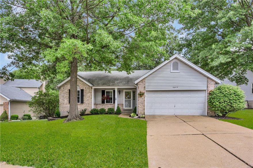 Welcome to 16415 Pavillion Hill Court. This lovely three bedroom, two bath open concept home is located in the desired Oak Park subdivision at The Villages of Cherry Hills. Sitting on a culdesac lot, this property invites you in to the foyer with parquet flooring that flows into an oversized living room with fireplace flanked by windows. Updated kitchen with granite counters, tile backsplash, breakfast bar, tile floors and SS appliances is open to the spacious breakfast room w/ hardwood floors and a bay window. Off the living room is the light filled sunroom – the perfect outdoor family room! The deck is made for summer barbecues – walk out to the level, tree lined, fenced backyard. Master suite has a walk in closet and an ensuite bath w/ double sinks, soaking tub and shower. Two additional bedrooms and a full bath complete the main level. Lower level is awaiting it’s new owner’s finishes. Walk to Wildwood Town Center or the community pool/tennis courts. Rockwood School District! Additional Rooms: Sun Room