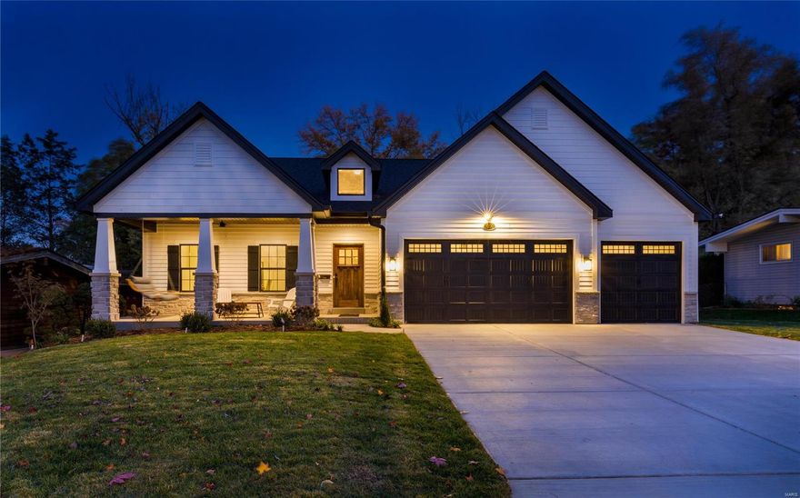 This Pentrex custom-built 1.5 Story home in Des Peres in the Kirkwood School Dist.  Short walk to Pioneer Park, near major highways.  You will LOVE the finishes.  5 Bed/3.5 bath w/ 3680 sq. ft. of living space.  3-car garage w/ 8' doors & service door. Home offers 9' ceilings, 7" crown, craftsman pediments, wainscoting & primary bedroom w/ tray ceiling.  1st Floor includes the dining room, office, great room & laundry. Enjoy morning coffee or a cozy dinner on the large front/rear porch w/ outdoor speakers.  The open-concept Chef’s Delight Kitchen boasts an over-sized island w/ top-of-the-line stainless steel appliances, custom wood hood, double oven, custom pantry, quartz tops that seamlessly connects w/ the entertainment areas.  The Great Room invites you to unwind next to the gas log fireplace w/ stone from floor to ceiling. The L/L includes 9’ pour, rec room, wet bar w/ 2 beds & 1 bath. Low E Argon Windows, Zoned HVAC, 2–40-gal water htrs. MANY MORE additional features! A MUST SEE!