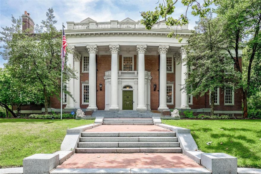 Once in a life time does a home like this enter the market. Historically significant, built in 1912 & listed on the National Historic Register for it's timeless architecture makes this estate truly special. Thoughtfully renovated by the current owner, the home blends classic features of a true Colonial manse monumented in this period w/ all the modern & civilized amenities that are required for today's lifestyle. Centrally located across the street from Lewis Park, walking distance to the International "Loop" & minutes to downtown Clayton make this home's location ideal. Gracious entry foyer w/ grand staircase welcomes you to this magnificent center hall floor plan. Formal drawing room on the east side w/ 3 designated sitting areas, stately formal DR w/ informal dining nook for cozy, smaller suppers.  Chef's dream kitchen w/ must-have designer appliances & large island, billard room, main floor laundry, sunroom w/ authentic tile work.