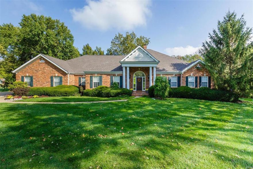 This beautiful atrium ranch is nestled on over an acre in a lovely subdivision. The open floor plan has archways, crown molding, pillars & 2-story palladium windows w/tranquil views & lots of sunshine. Enjoy your in-ground 20 x 40 pool(new pump & heater 2016), large patio, custom stone & granite outdoor bar/kitchen equipped w/built-in gas grill, mini-refrigerator, trash can & storage drawers (2014) & electric dog fence. The renovated kitchen (2013) includes granite counters, custom cabinetry, stainless steel appliances, walk-in pantry, bar, island & planning desk.  The adjoining breakfast room flows into the hearth room w/gas fireplace & access to sun room. The LL has high ceilings, family room w/gas fireplace, game room, wet bar, 2 more bedrooms & full bath w/double vanities. A ½ bath is accessible via the playroom/bedroom & recreational area. New pool heater & pump 2016. New roof 2017. Rooms painted neutral & new carpet installed on both levels 2018. HMS Home Warranty is included.