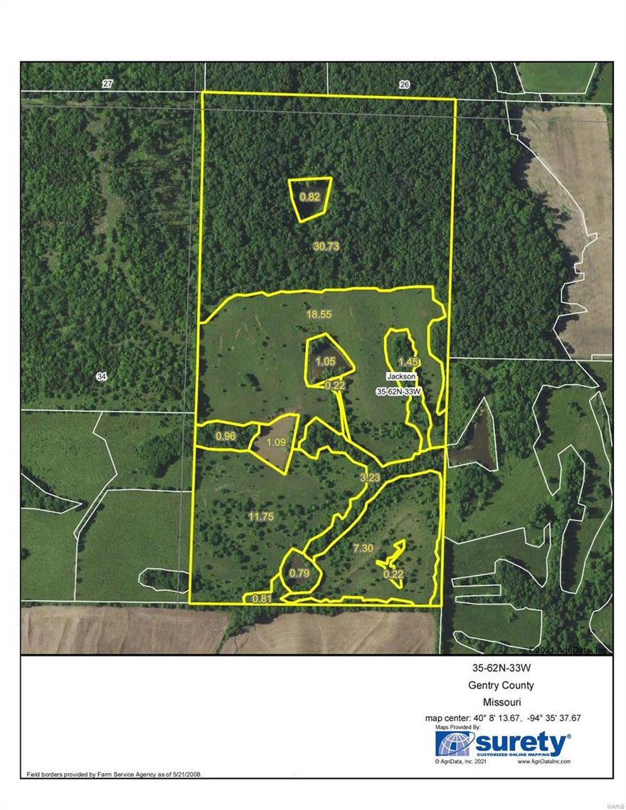 80 acres Gentry - Being split off of 363 Acres. Approx. 18 acres of pasture that could be put into crop. Remainder in woods. There are 6 nice ponds and a creek. County road access to farm.   Subject to final survey. $2625/acre.
