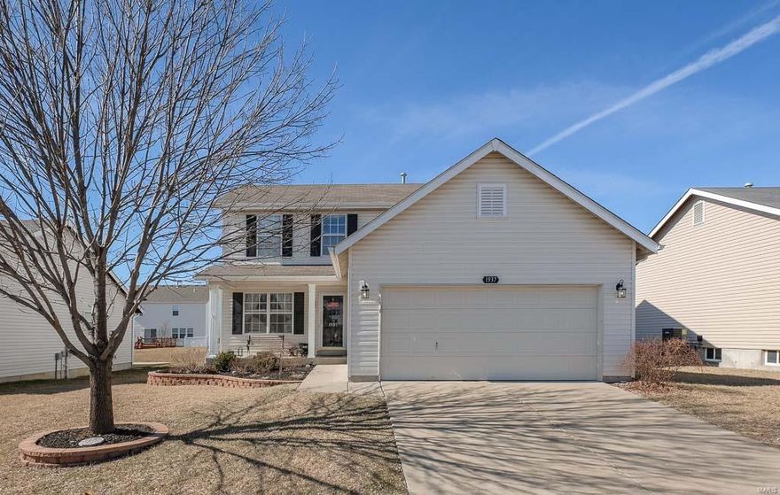 This charming 2 story home, 3 bedrooms & 3.5 bath offers an open layout, including newly painted walls and ceiling, and lots of windows for natural light throughout. The kitchen and eating area is wonderfully decorated with modern light fixtures, large island and under cabinet lighting. Modern 2nd floor laundry with two layer counter top and wall hanging cabinets! The spacious master suite displays a vaulted ceiling and huge walk-in closet.  Master Bath includes double sink, updated vanity which has newly installed counter top, over-sized tub with rain shower head and new tile flooring. Finished basement with a Rec room, full bath, a bonus room and unfinished storage area. Semi fenced yard has a fun stone fire pit and patio with ample space for grill and outdoor fun. Enjoy walking trails, basketball courts, 2 fishing ponds and playgrounds!!! Easy access to dining, shopping, Hwy 40/60 and Hwy 364