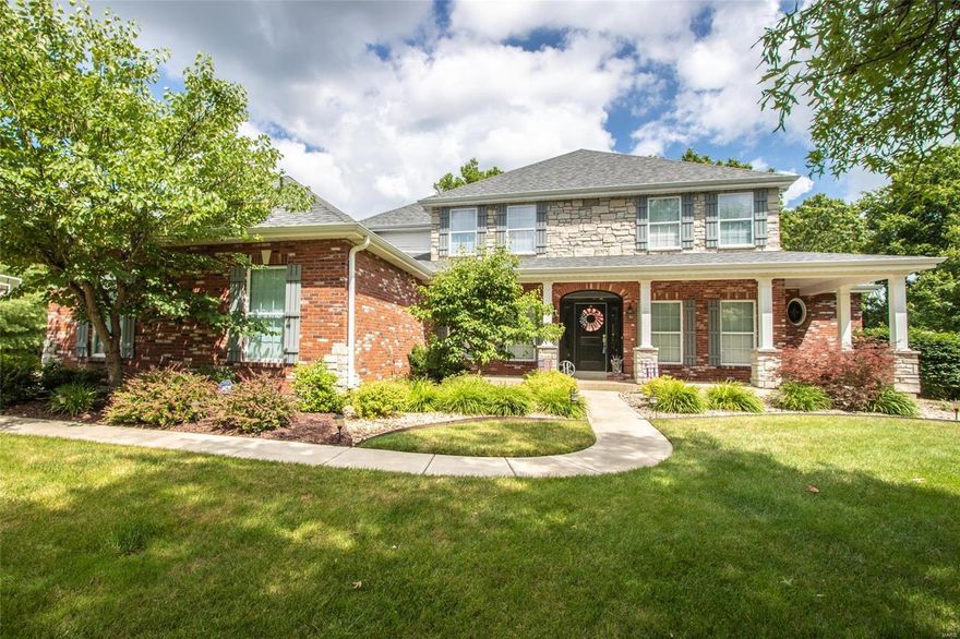 Gorgeous 1.5 story home in the desirable Camelot subdivision. Exquisite yard with gathering space, stone fireplace, inground gunite pool, flow over fountain, bocce ball/horseshoe pit, pergola - perfect relaxing space for enjoying a good book or a glass of wine nested on a 1 acre lot nestled among trees & woods. Home office & dining area greet you as you enter. All attention to the two story great room with a wall of windows, cozy gas fireplace. Outstanding open concept kitchen/breakfast room, custom cabinets, coffee bar, beverage center, breakfast bar, center island. Fantastic 28 x 19 hearth rm, gas fireplace, built in storage. Main level master bedrm retreat. MFL. The upper level includes a loft, bedrm 2 with private bath, bedrm 3 & 4 offer a Jack & Jill bath. Walkout lower level with game rm, family rm with 3rd fireplace, bar area plus 5th bedrm, bath & exercise rm. Pool refreshment rm plus hobby rm. 3 Efficient HVAC units. Enjoy the walking trails, subdivision lakes & nearby parks.