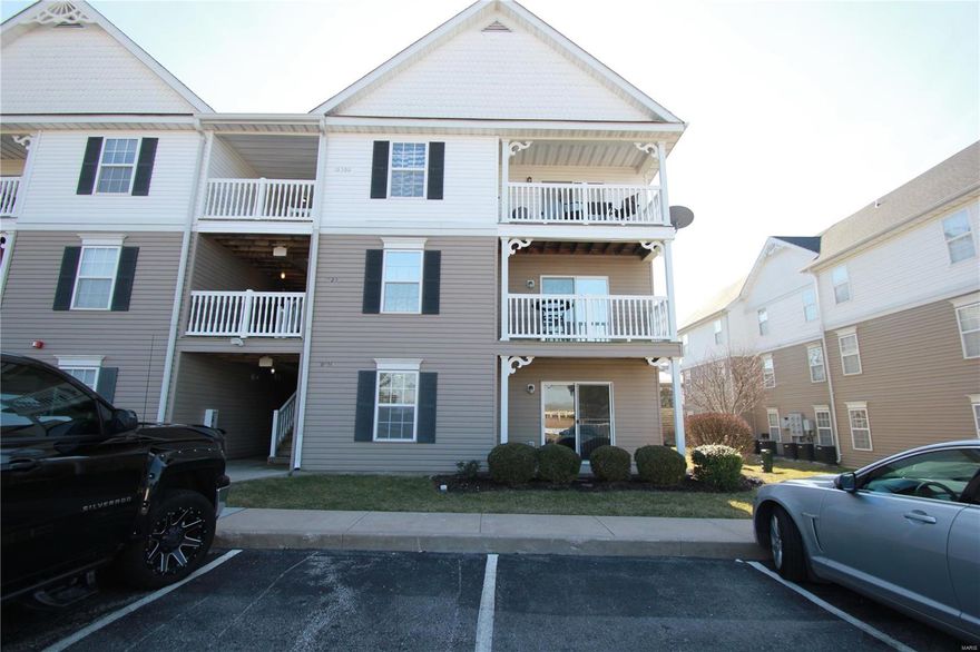 Main floor unit! 2 BD, 2 BA, 1,014 s/f condo in the desirable Springhurst Terrace neighborhood.  Open floor plan with newer wood veneer flooring. two main floor bedrooms with two spacious baths. Efficient all electric home. Charming private covered patio, w/storage. Designated covered parking spot along with additional parking for guests.  A low monthly fee inc neighborhood playground, swimming pool, basketball court, dog park, water, trash, sewer, snow removal & grounds maint . Located near the restaurants, shops, services & rec on Hwy N and 40. There is easy access to Hwys 364 & 40. Located near Hawk Ridge Park, a 16.9 AC park featuring the “all inclusive” Zachary’s Playground, walking trails, lake, picnic area, pavilions & more. Location: End Unit, Ground Level