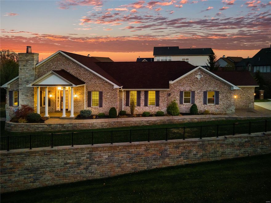 Gorgeous 4 Bedroom, 4 Bath, 3+ Garage, Brick Home On Level, Semi Private, Mostly Fenced Yard Overlooking Bellerive Country Club! Perfect For In-Ground Pool! Patio! Perfect For Barbecuing w/ Family & Friends! Irrigation System! Landscaped & Security Lighting! Private Driveway w/ Security Columns for Adding Mechanical Gate! 3600 Sq. Ft. of Living Space! Beautiful Custom Home was made for Entertaining or Easy Upscale Living All on Main Floor! Many Architectural Features; Arched Doorways, 3 Piece Crown Molding, Quartz/Marble Countertops, Birch Hardwood Flooring! Recessed Lighting, Large French Doors to Outside! 9 & 10' Ceilings, Wood Burning Fireplace with Gas Logs, Multiple Walk-In Showers, 34' Over sized Garage, Insulated 9' Doors, can Accommodate RV/Boat, Upgraded Millwork, 42" x 8" Front Door, Coffered & Tray Ceilings.., Main Floor Laundry, Large Master Ensuite, Separate Shower, Soaking Tub, Finished Lower Level w/ Kitchenette, Rec Room & In-Law or Guest Quarters! Large Storage Room!