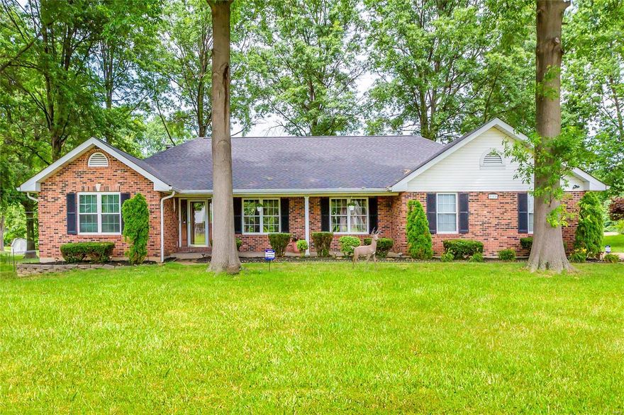 Back on market; no fault of seller.  Opportunities, such as this, are rare to come by. This elegant 2300 sf 4 side brick ranch w/3 car oversized garage on a picturesque 0.9 acre lot creates irresistible curb appeal & an amazing space that you really have to see to believe! The home has been meticulously maintained & offers an open, bright, and inviting layout perfect for entertaining. An airy living room, cozy family room w/FP & large formal dining room w/new flooring & fresh paint, create a nice open floor plan that brings in lots of natural light. Eat-in kitchen offers solid cabinetry, granite counters, and is next to the priceless main flr laundry room. All 3 bedrooms are spacious, with w/i closets. Master suite is complete w/full bathroom. Basement is partially finished w/a bonus room & half bath. New roof in 2021,  newer HVAC, plumbing & electrical. Relax on the spacious covered patio overlooking the expansive flat yard back to common ground, highlighting beautiful outdoor living.