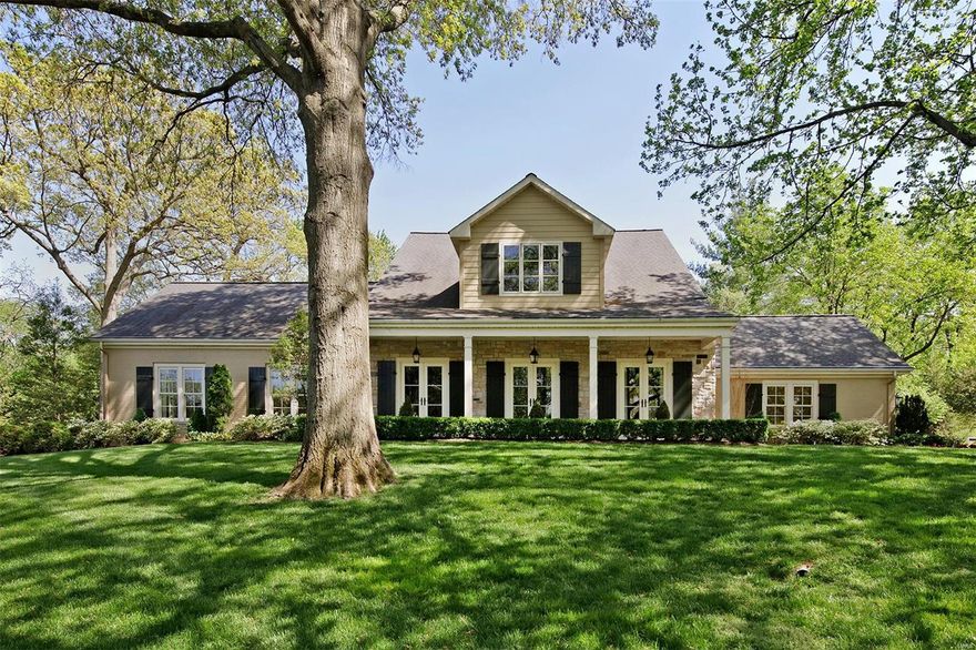 Newer European casual with a floor plan that accommodates our contemporary lifestyle and is reminiscent of a Provencal country house. Amazing details in the great room including a Grange moveable bookcase that conceals the television, French doors to a gorgeous loggia, impressive fireplace, side cut white oak hardwood floors and so much more. 
Well designed kitchen with marble countertops, premium cabinets and appliances, large pantry and wet bar. Large separate dining room with a wall of French doors, charming foyer entry foyer that features a Peter Englesman mural of a stylized view of the confluence of the Mississippi and Missouri. Master bedroom suite overlooks lush gardens and a small porch. Enormous family room on the second floor adjacent to a private porch plus two bedrooms, Jack and Jill bath an office and finished storage.

FIRST APPOINTMENTS SATURDAY, MAY 12 Additional Rooms: Mud Room