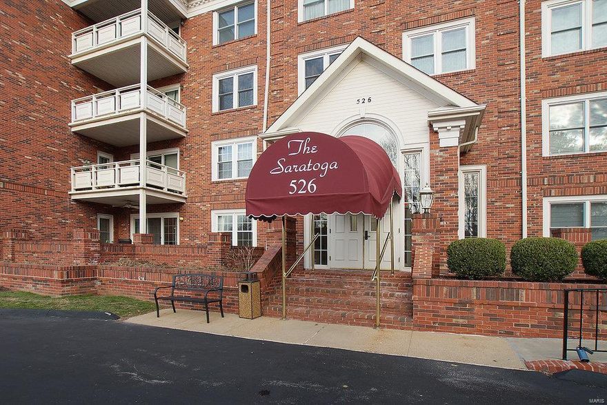 Amazing main floor condominium living with safe secure lobby, elevator to private garage/storage.   Building overlooks beautiful Creve Coeur golf course, has a walk out patio...and all within walking distance to restaurants and shopping! Great open and airy feel. Living room is open to dining room and the huge galley kitchen and Full size laundry room. Master suite boasts picture window with seat, French door to patio, large walk-in closet, luxurious bath with double vanities, soaking tub and separate shower. 2nd bedroom is spacious with main floor bath and extra walk-in closet around the corner. Move in ready...Neutral paint and carpet throughout!  HSA warranty offered for buyers peace of mind. Location: Ground Level, Interior Unit