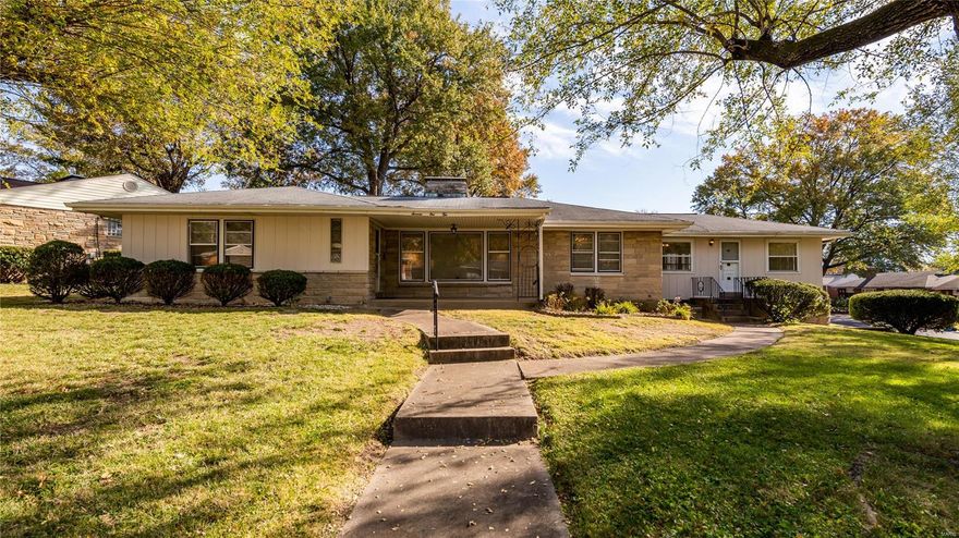 Amazing Affton opportunity! Over 2000sqft of well maintained main level living, 2 car garage + partially finished LL. With a little imagination & handy-mans touch you can make this your dream home. Spacious open floor plan ready for entertaining & everyday living. Stone exterior & freshly painted siding create excellent curb appeal. Hardwoods are ready to be refinished. Lg living rm/dining combo features picture windows bringing in natural light. French doors lead to bright over-sized family rm/dining area open to kitchen & ideal for family gatherings. Other details incl. inviting entryway, built ins, 2 fireplaces, stunning glass blocks, hardwoods under carpet. Kitchen outfitted w/coordinating stainless steel appliances & timeless maple cabinets. 3 main fl bedrms incl. generous primary bedrm w/custom closet organizers. 2 full baths complete main level. LL offers 800+sq ft of finished living space w/rec area, 1/2bath & storage. Affton school district, easy access to I-44, metro, shops