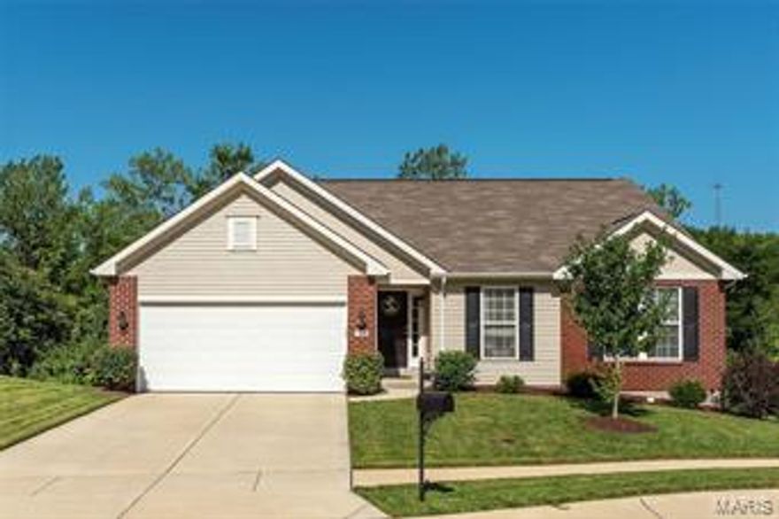 Come check out this 3 year old, 3 bed, 3 full bath ranch located in Fenton. You will love the open floor plan with hardwood flooring, vaulted Living Room, awesome Kitchen w/Granite Counters, huge (7 x 4) island w/overhang for seating, sink & ST/ST dishwasher, 42in cabs & ST/ST smooth top range. Spacious dining room is located off the kitchen. Private Master Suite w/full bath, double bowl vanity, shower & walk in closet. The other two bedrooms are located away from the Master Suite & share a full hall Bath. In the basement you will find a large (30 x 15) Family/Rec Room that is wired for 3 TV's, and a full bathroom. The beautiful landscaping gives this house amazing curb appeal. Located moments away from Gravois Bluffs. Make your appointment to see this great house today.