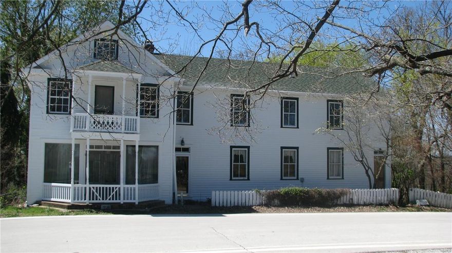 Wonderfully historic and only limited to your imagination, built around 1855 as a one story log meeting room/post office/stage coach stop, later came to be known as the Kreienkamp General Store, when a two story addition was added in the late 1890's.  Wind back in time to when this road side store front featured the latest merchandise sitting in the glass front windows of the double balcony entrance. All of the original wood trim, open stair case, tongue-n-groove walls and ceilings, and floors are beautifully conditioned with charm and character.  Property stayed in the Kreienkamp family until 1978. Present owners have loved the home since 1988 and added for their enjoyment an indoor basket ball court and in ground heated pool.  Perhaps the property is calling to be preserved and opened back up to the public, perhaps as a destination to wine country! The 5 acre lot includes tall mature trees with brick paver path ways winding their way thru. Many updates - much potential! Suitable for Bed/Brk