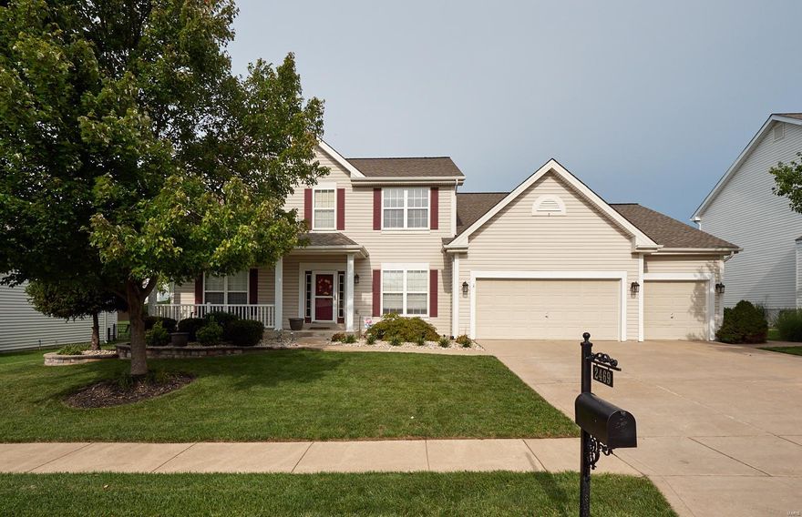 Pristine finishes on this 4+ bedroom 1.5 Story home with a 3 car garage! Walk up to the large porch surrounded with professional landscaping! Main level features include: hardwood floors throughout, built in bookcases, gas fireplace with stone surround, kitchen with granite countertops (including island), stainless appliances, backsplash, 42" cabinets with crown molding, office with french doors (could be converted to formal dining), and MAIN floor laundry! The basement is finished with an additional "sleeping area," full bath, and bar. Exterior features include a huge aggregate patio, pergola, and black rod iron fence. Don't miss out on this property! Great for entertaining!