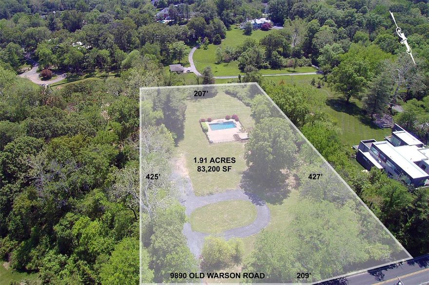Private 1.91 acre lot with pool is ready to build! Fantastic location close to Old Warson Country Club. Hennessey Development has house plans available to compliment mature trees and existing pool!