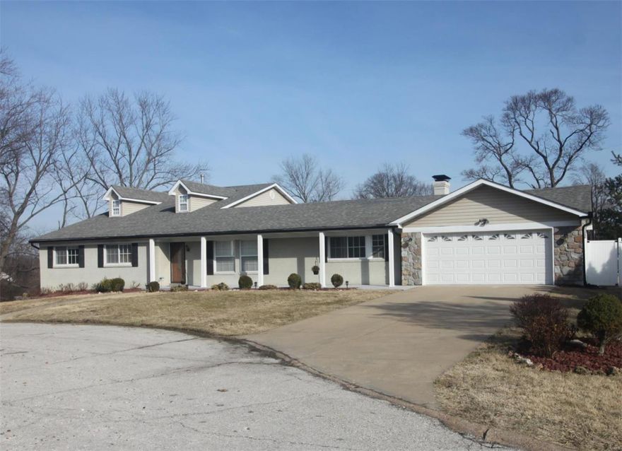 The 0.4 acre tri-level home has total living 4335sqft, walk out basement. It is in quite cul-de-sac street and Ladue school district. This home was effectively rebuilt in 2011 with ground-up 1625sqft addition and down to root total renovation on existing 1820sqft ranch. 2011 addition added master bed, bath w/ soak tub + shower, closet and sitting rooms; family, wet bar, bath, laundry and more. 2011 ranch renovation: new kitchen, hearth, dinning, bathes, office/bed and mud room; vinyl windows, 2 panel doors, vinyl siding and roof; 200A elec service; new plumbing w/2 water heaters; zoned A/C w/ high eff furnaces; existing carport was converted to 616sqft insulated garage; concrete driveway, porch and side walk. 2023/2024 updates: patio; various new wood floor etc. wood master closets; continue update on kitchen with Bosch Viking s/s appliances, new powder room; rec room vinyl plank floor and more. Additional Rooms: Mud Room