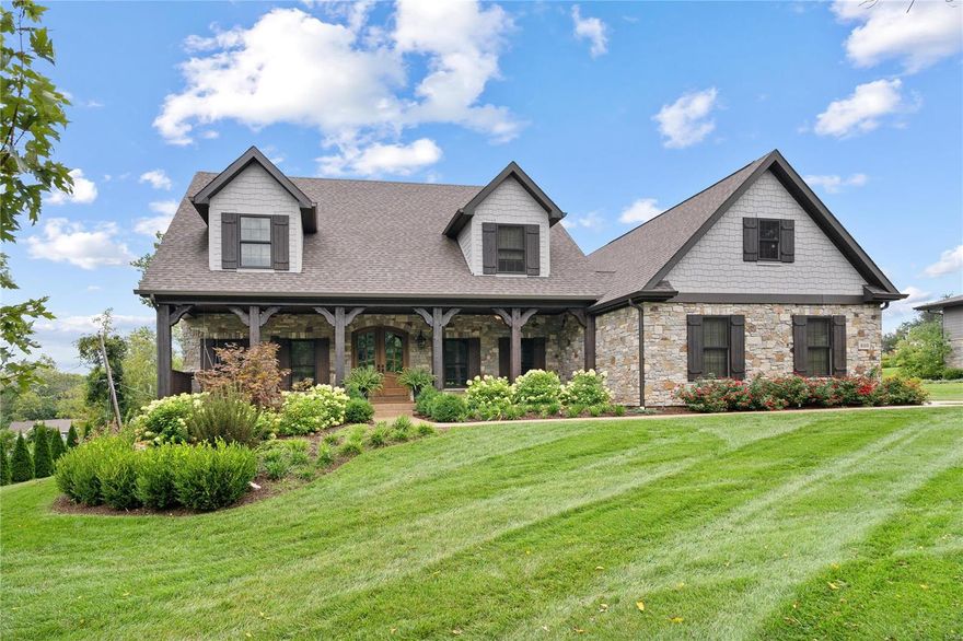 This newly built 1.5 story, 4515 sq. ft in highly sought-after Ladue.  Main fl. master suite w coffered ceiling, luxury master bath w a free-standing tub, a large custom marble shower, heated fl, and a huge walk-in closet. High-end kitchen w breakfast room, large center island w storage and seating, Wolf & Sub-Zero appliances, walk-in pantry, & a separate wet bar area w an ice maker and wine/beverage center. The kitchen opens to the Great rm w 12' box-beam ceiling, stone fireplace, & built-in bookcases. Separate dining rm and office w custom built-in bookcases. Family foyer area off of the oversized 3-car garage side entry has built-in cubbies  & flows to an oversized laundry/activity/craft rm with built-in desk. 2nd fl has an open sitting area, 3 bedrm suites w walk-in closets. Outdoor living areas include a 10' x 41' front covered porch & a 20' x24' covered rear patio with a stone fireplace & stained vaulted ceiling. Additional.-3 car garage, generator & lot can accommodate a pool.